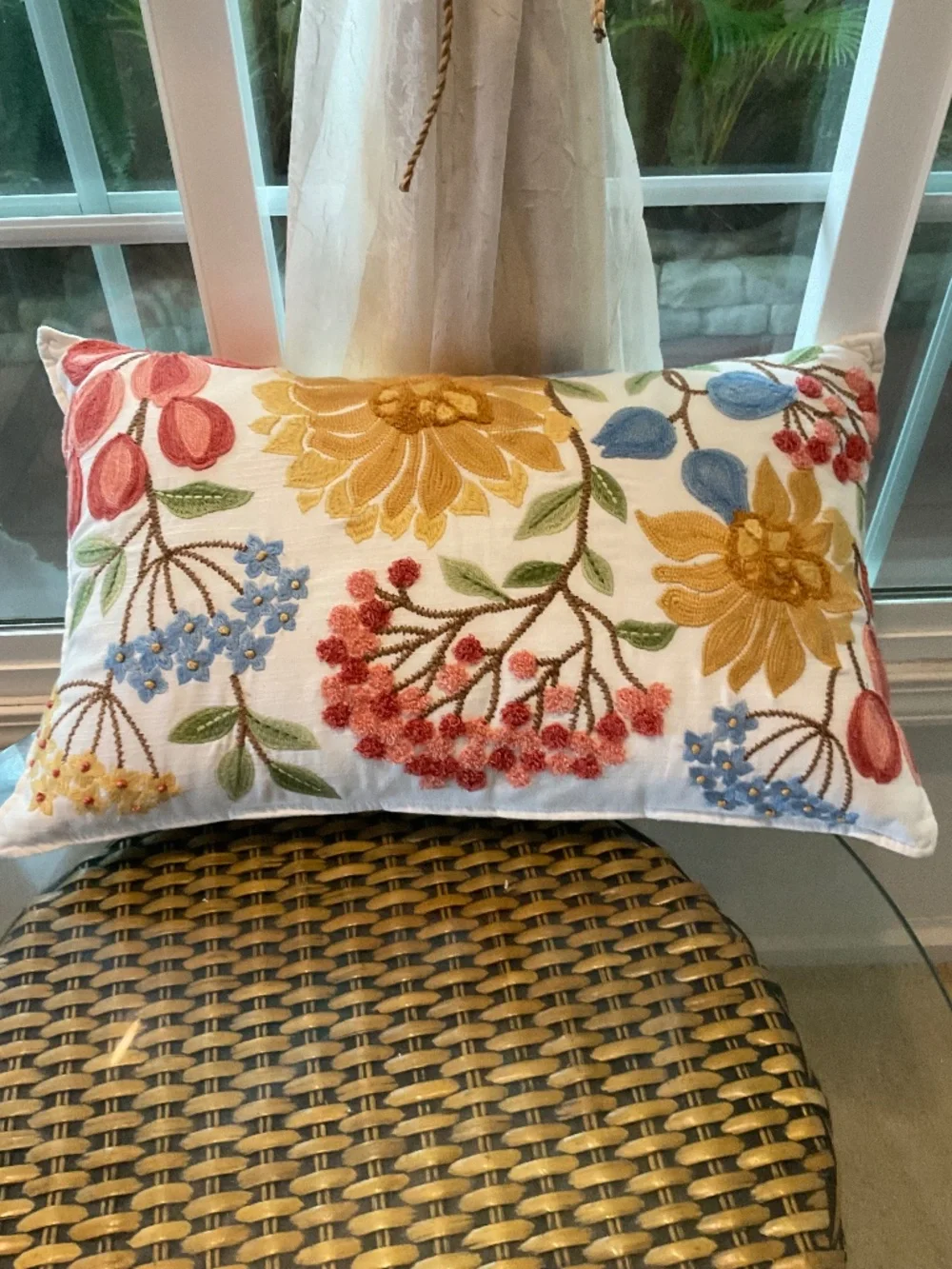 Beautiful Embroidered Throw Pillow Made in India